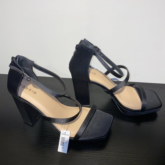 Torrid 11W Black Satin Strappy High Heel - Picture 8 of 8